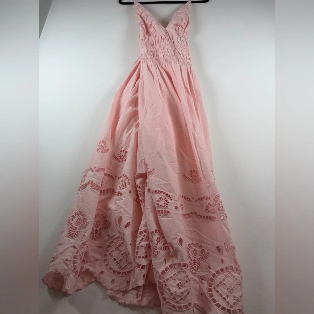 Future Collective Women's Eyelet Maxi A-Line Dress - Light Pink L - Picture 5 of 10